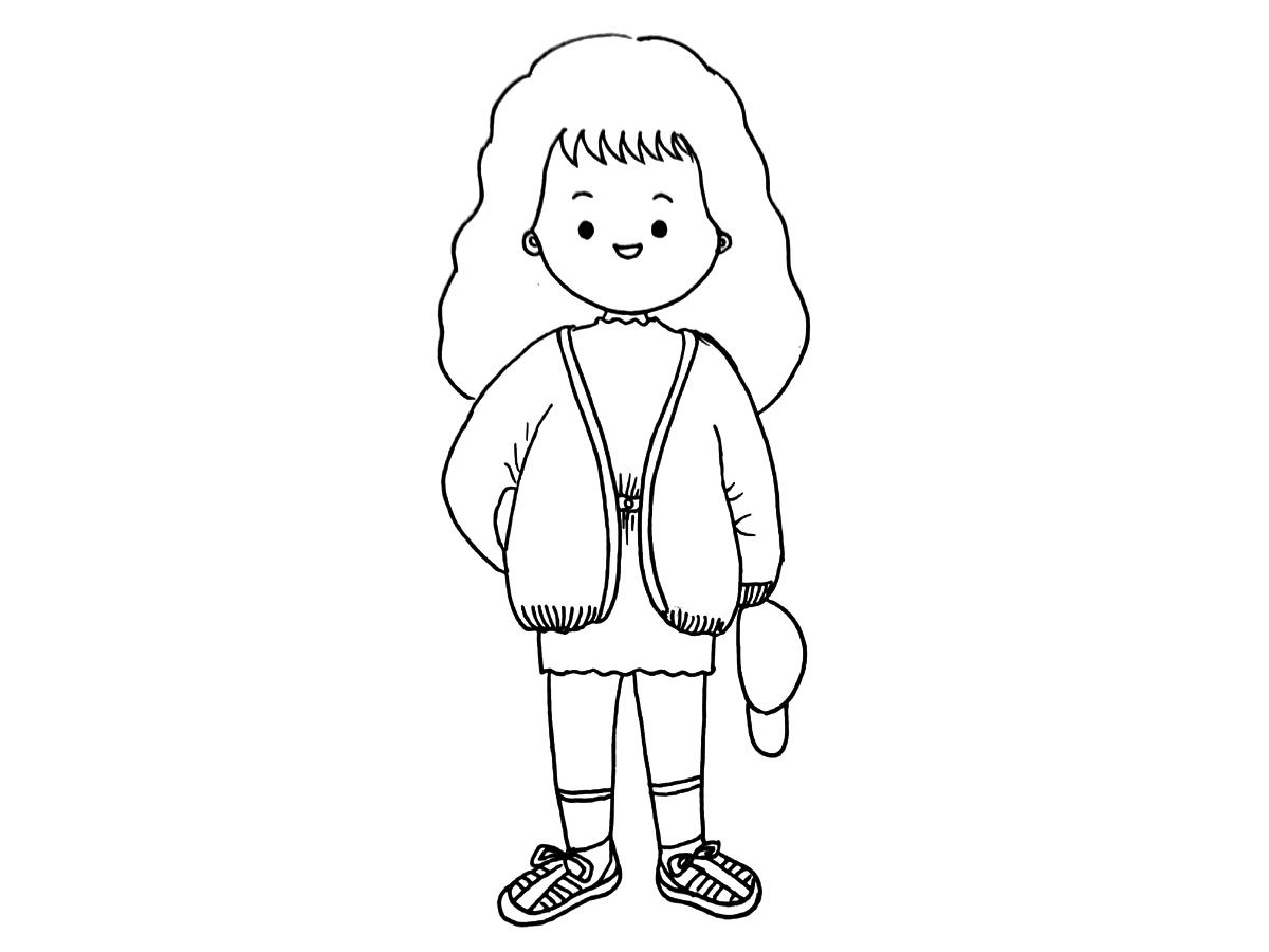 关于冬日少女穿搭简笔画图片