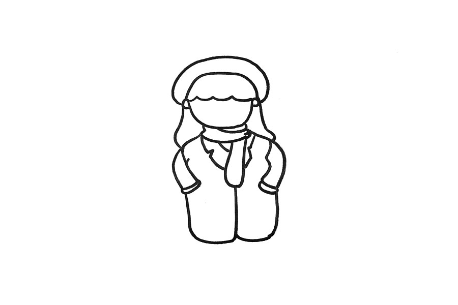 冬天漂亮的小女孩简笔画画法步骤