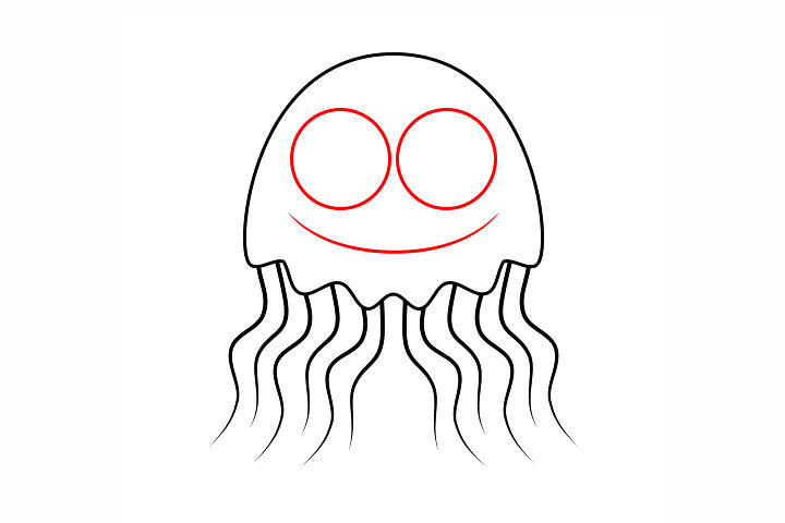 简单水母简笔画画法步骤