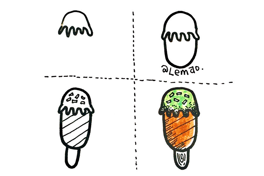 一组简单的冰淇淋简笔画图片