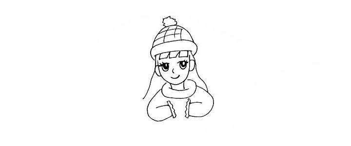 拜年的小女孩简笔画步骤