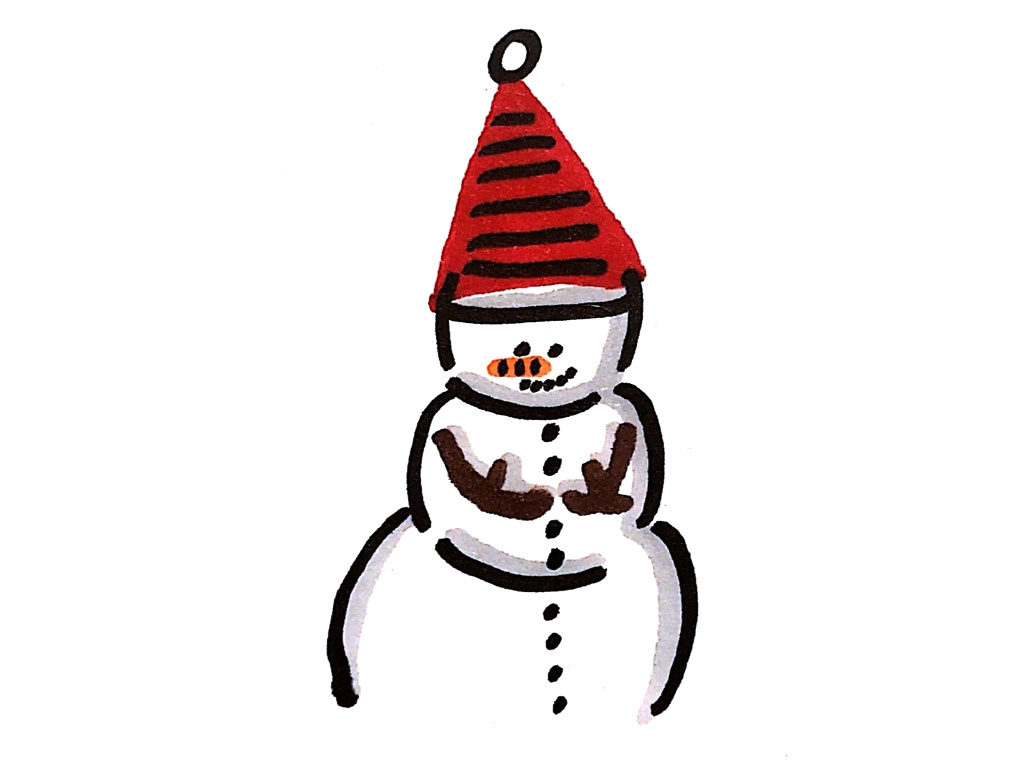 憨态可掬的小雪人简笔画