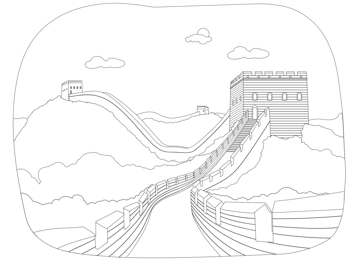 四张中国长城简笔画图片