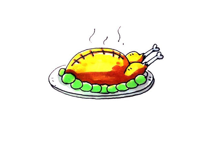 美食火鸡大餐简笔画画法