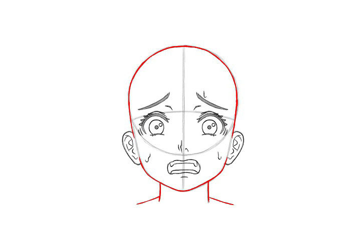 画短发女孩漫画-害怕表情的画法