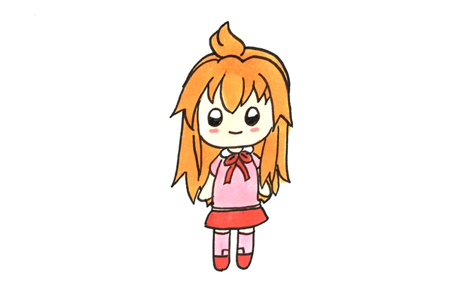 简单又可爱的小女孩简笔画画法