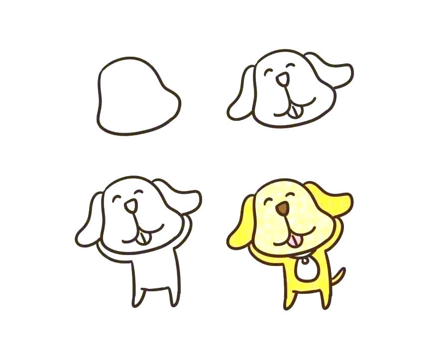 一组可爱的狗狗简笔画教程