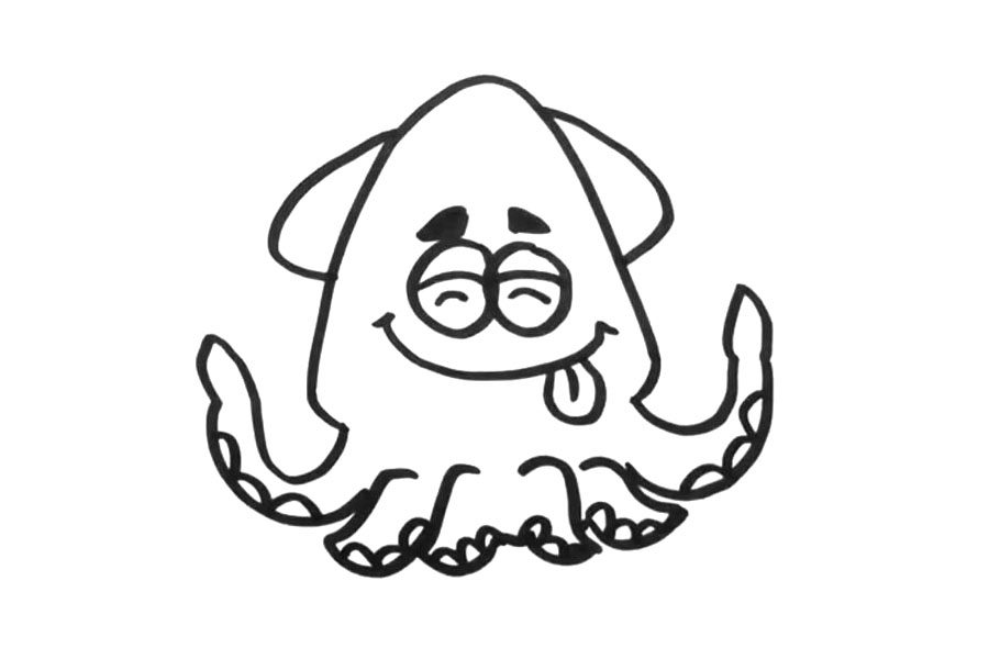 卡通鱿鱼怎么画