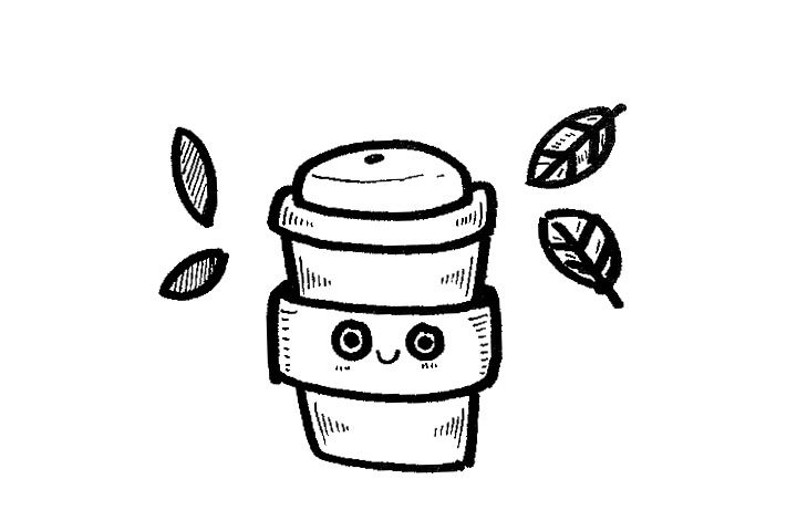 秋天的第一杯奶茶简笔画图片