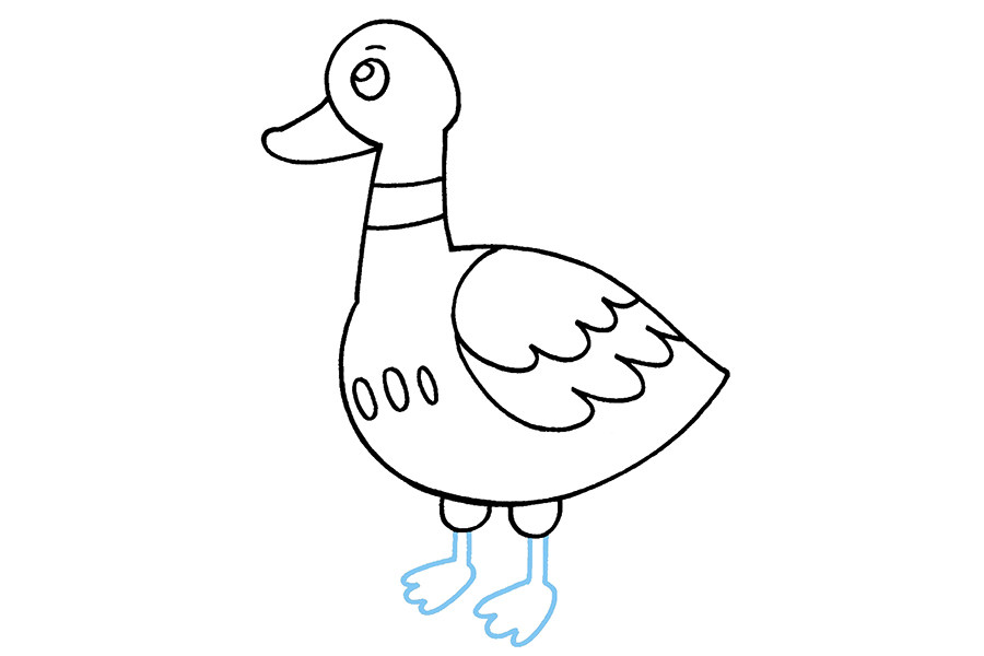 简单的卡通风格鸭子简笔画画法
