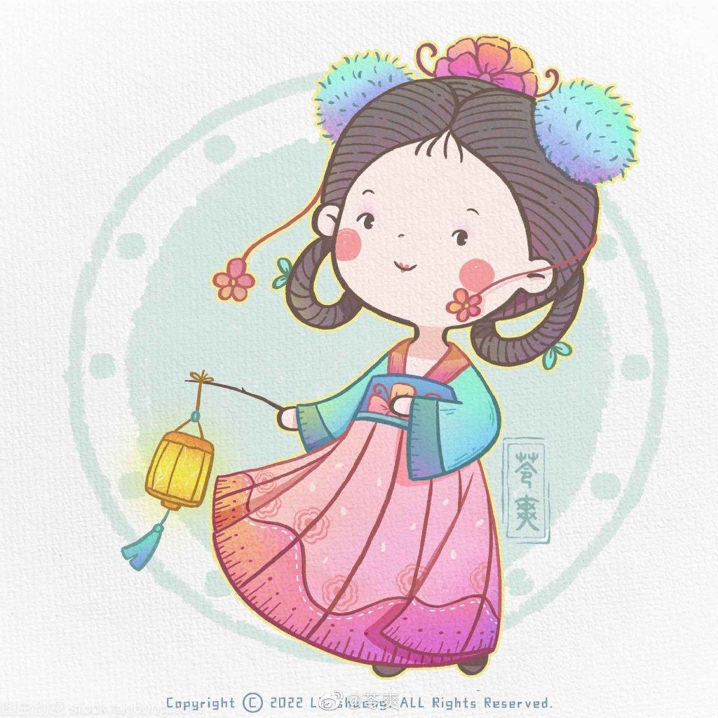 一组可爱古风人物简笔画图片