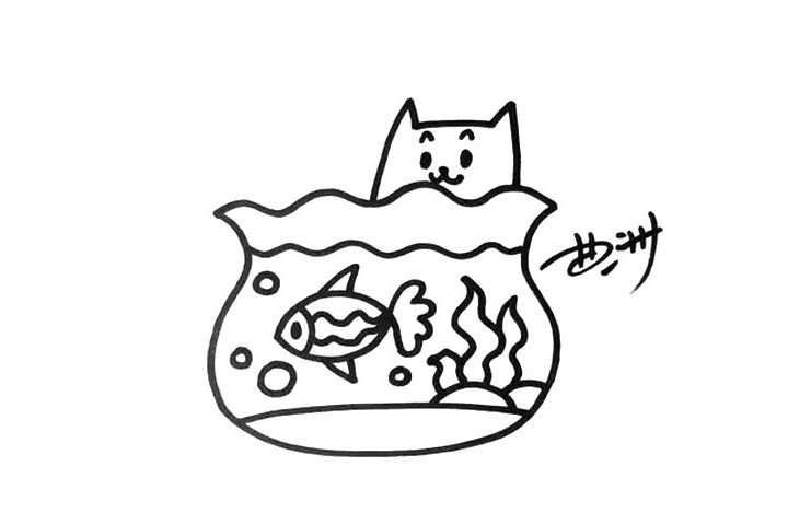鱼缸简笔画画法步骤