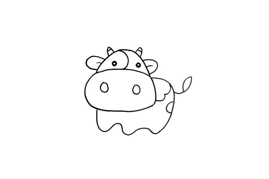 小奶牛和小羊简笔画画法步骤