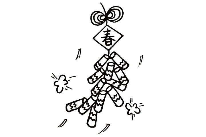 漂亮的春节鞭炮简笔画画法步骤