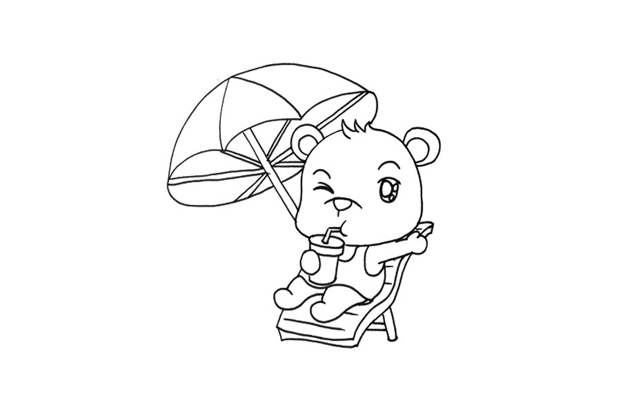 度假小熊简笔画画法步骤