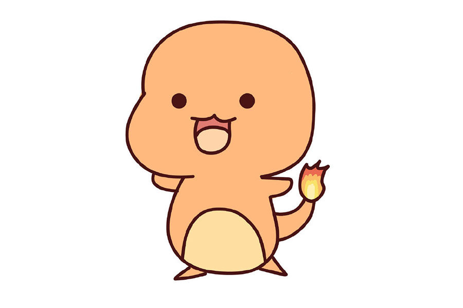 宠物小精灵小火龙的简笔画步骤
