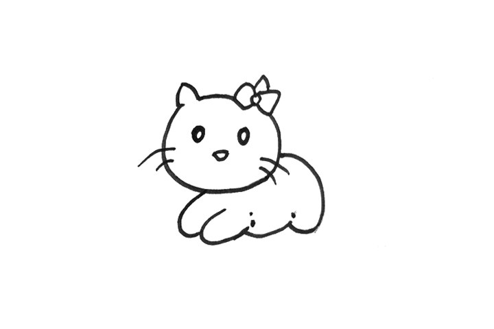 怎么画可爱的小猫简笔画步骤