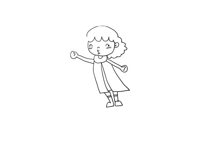 玩风车的小女孩简笔画教程