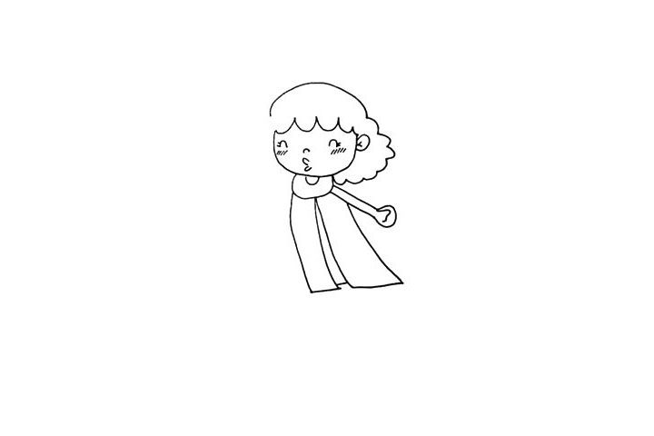 玩风车的小女孩简笔画教程