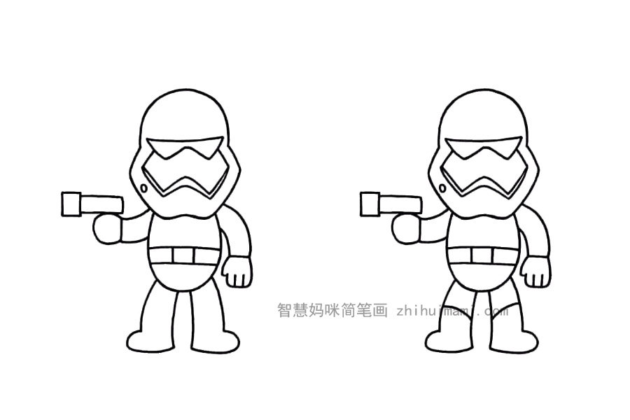 星球大战帝国冲锋队简笔画画法步骤