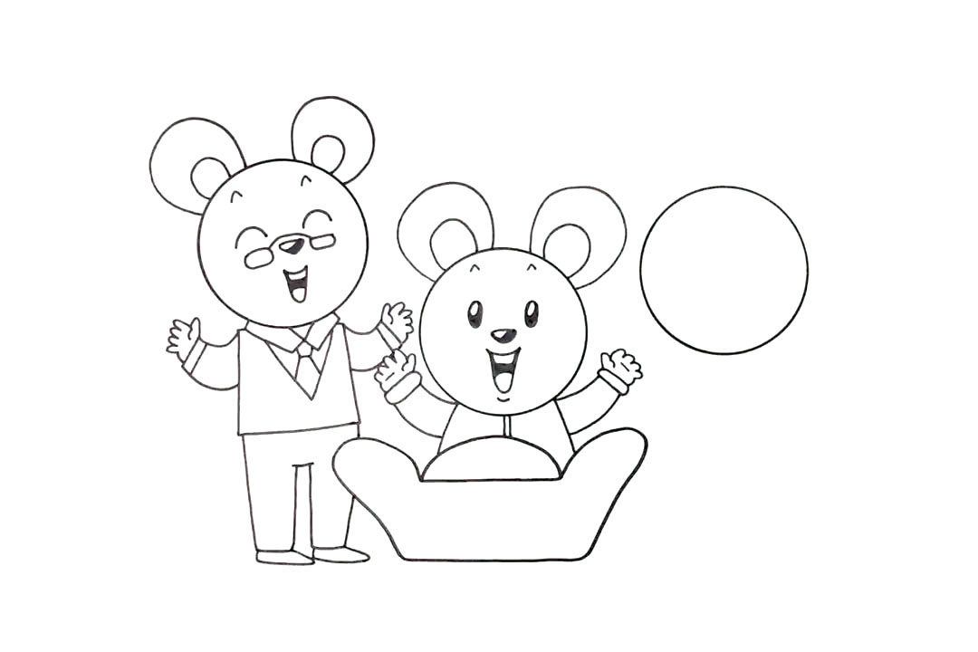 老鼠一家三口简笔画