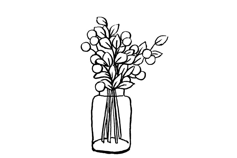 一组漂亮的花瓶插花简笔画图片