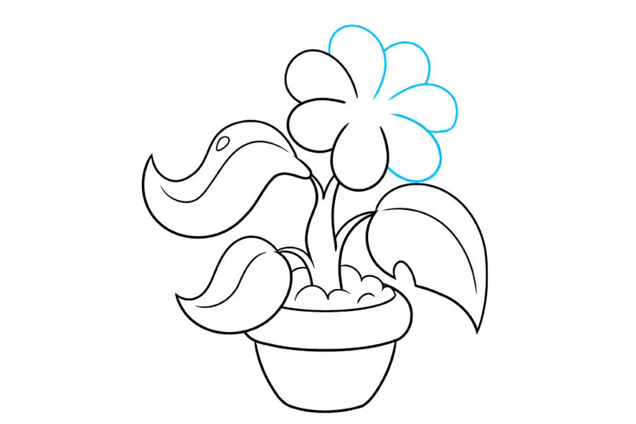一盆漂亮的小花简笔画画法