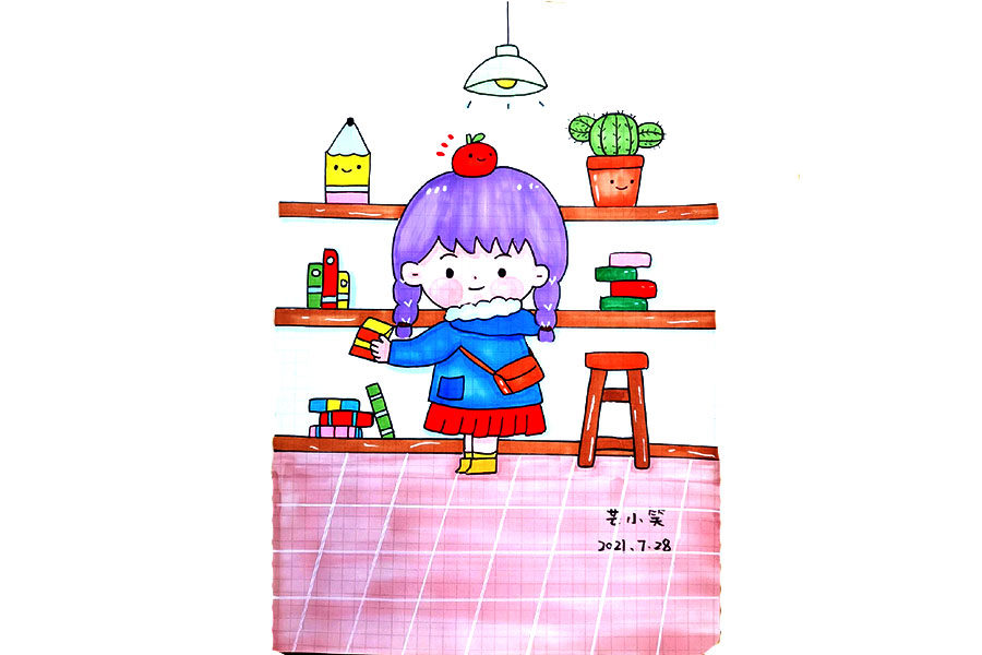 打扮打扮一起去过六一吧！一组漂亮的小朋友简笔画图片