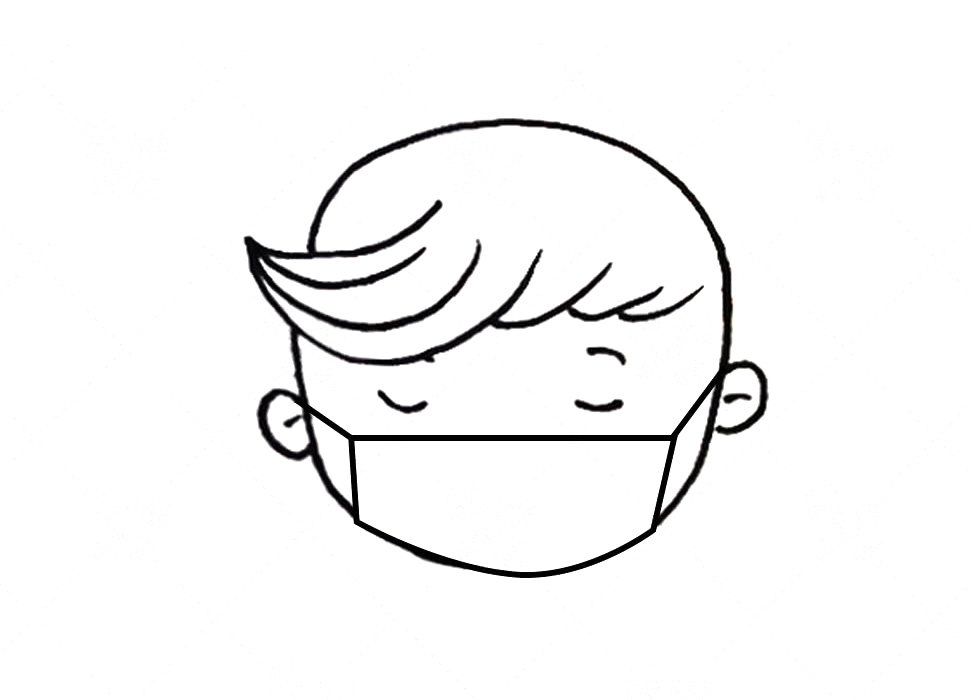 戴口罩的男孩女孩头像简笔画