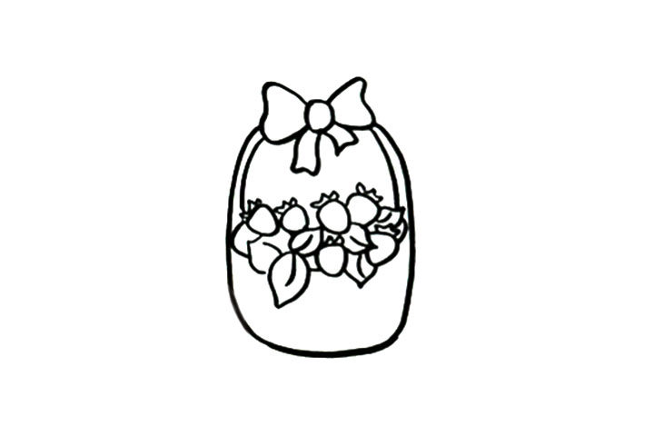 草莓篮子简笔画画法步骤