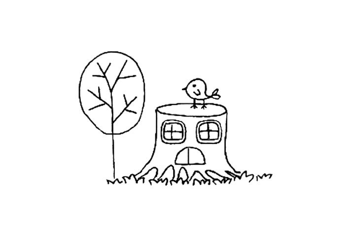 树桩风景简笔画教程