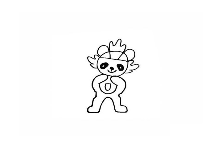 福娃晶晶简笔画画法步骤
