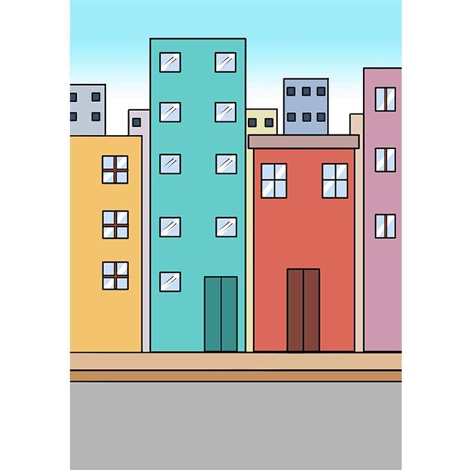 城市楼房的画法