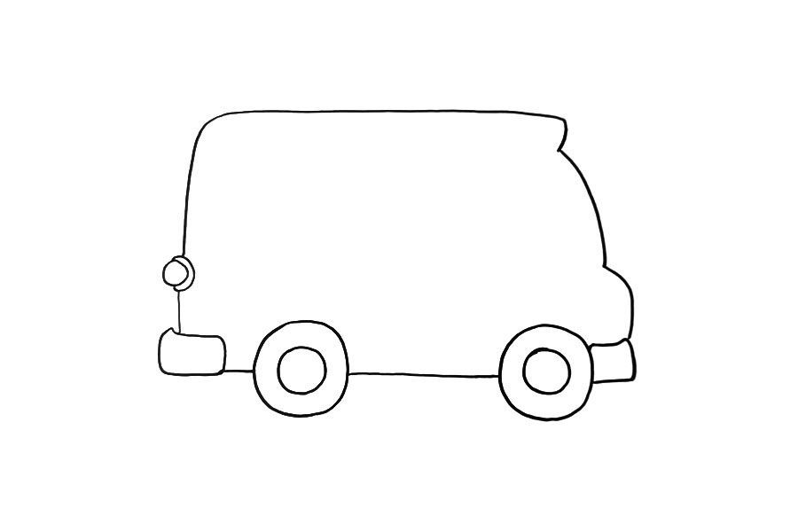 小学生怎么画校车