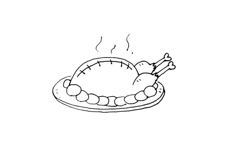 美食火鸡大餐简笔画画法