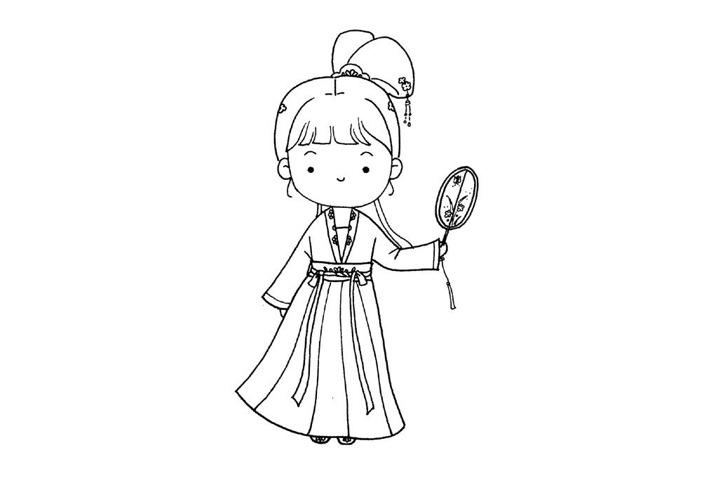 古装小女孩简笔画画法教程