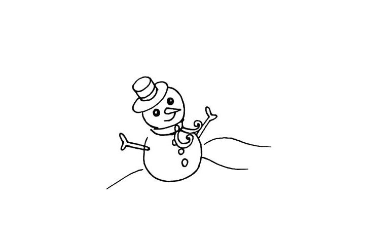 雪地里的雪人简笔画教程