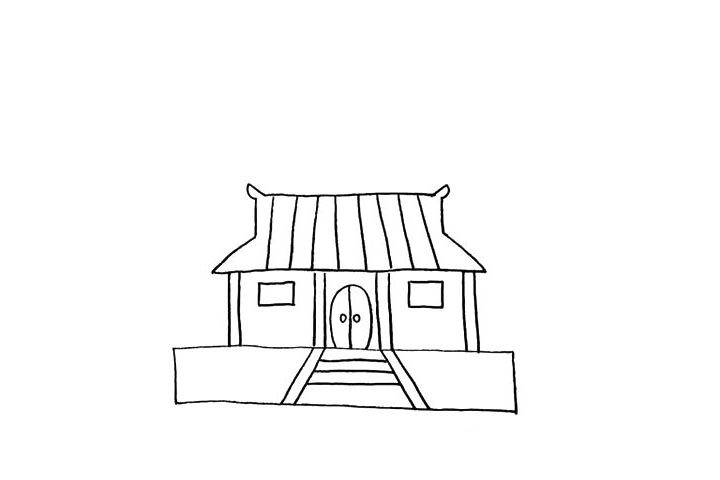 寺庙简笔画画法步骤