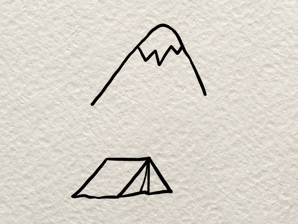 超简单的小山丘露营简笔画