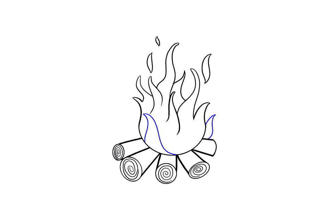 消防安全绘画-燃烧的火堆