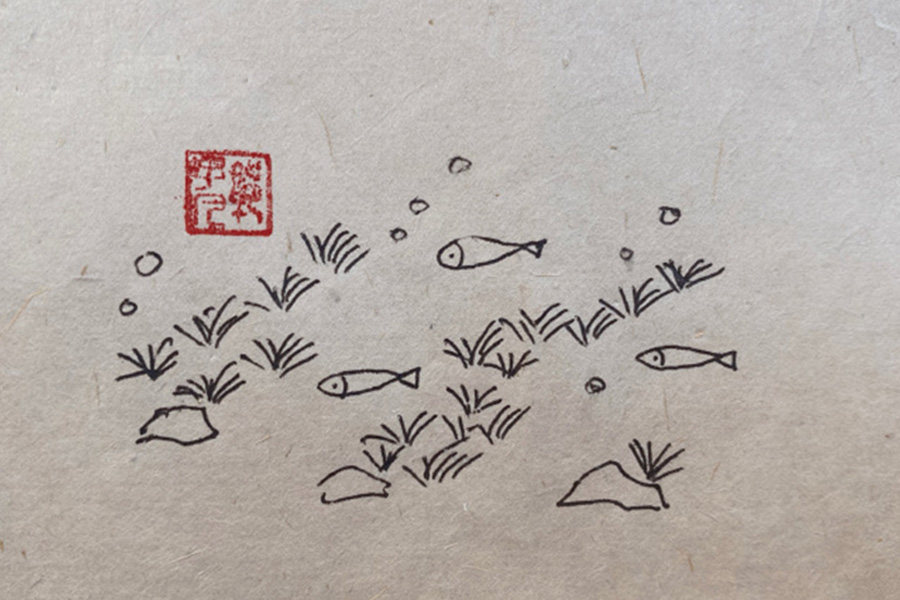 池塘风景简笔画图片