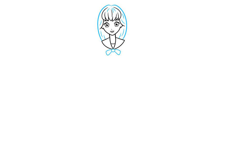 如何画一个动漫女学生