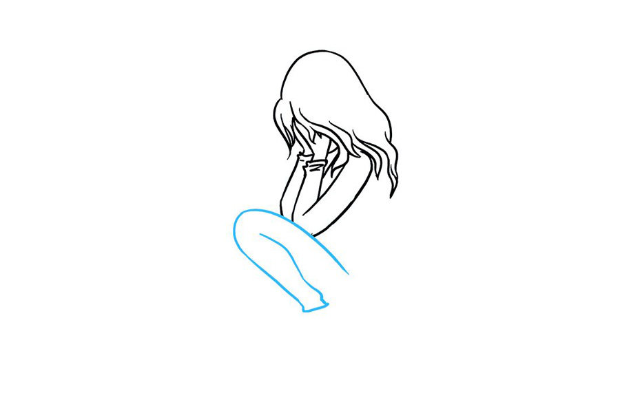 如何画一个伤心哭泣的女孩