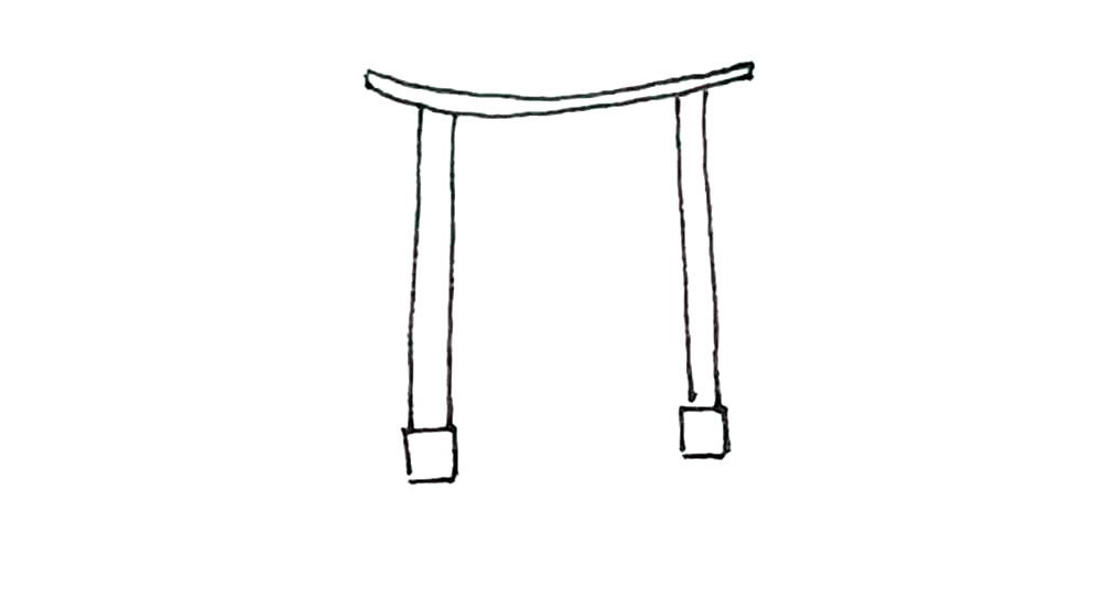 鸟居简笔画画法步骤