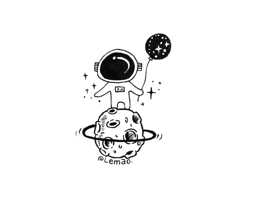 一组可爱宇航员简笔画图片