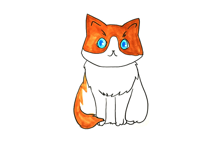 可爱的橘猫卡通简笔画