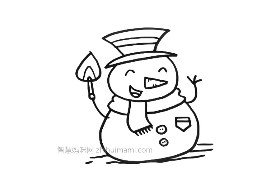 一步一步学画可爱雪人简笔画