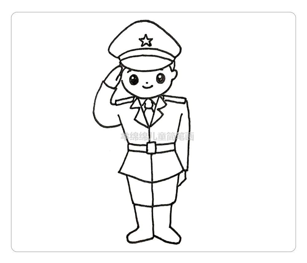 八一建军节画一幅军人简笔画，致敬最可爱的人