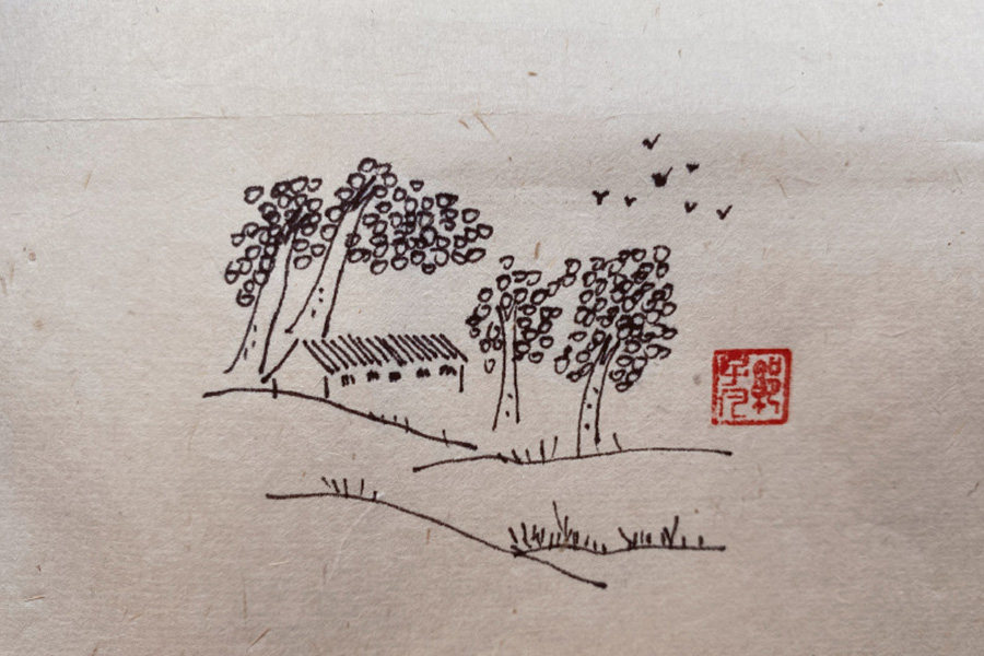 简单村落风景简笔画图片