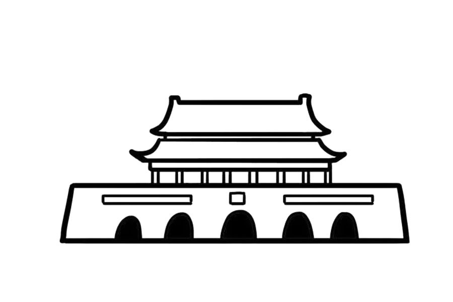 我爱北京天安门简笔画画法步骤
